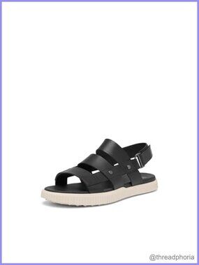 Full Grain Leather Slingback Flat Sandals Adjustable Ankle Strap Casual